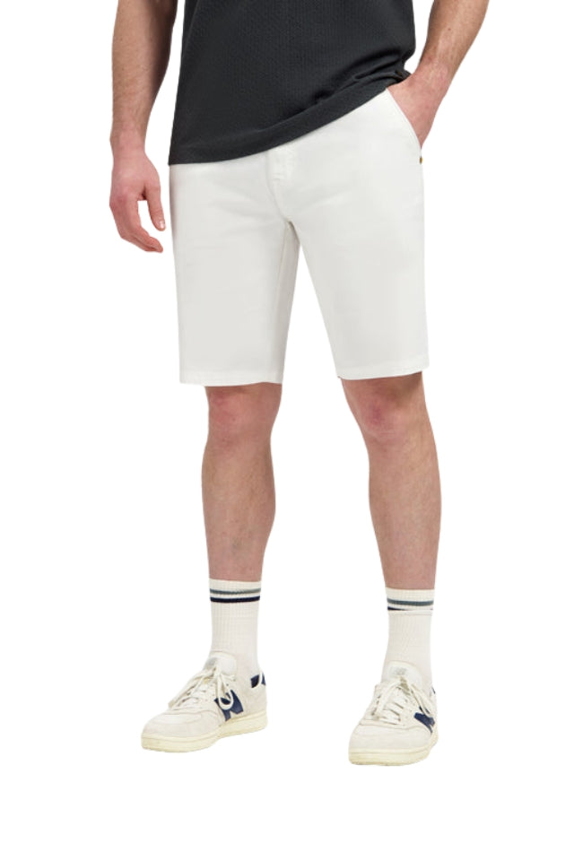 Short Chino Garment Dyed Twill Stretch - White