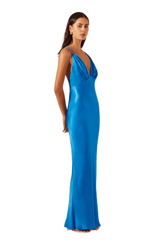 Nora Plunged Double Strap Maxi Dress