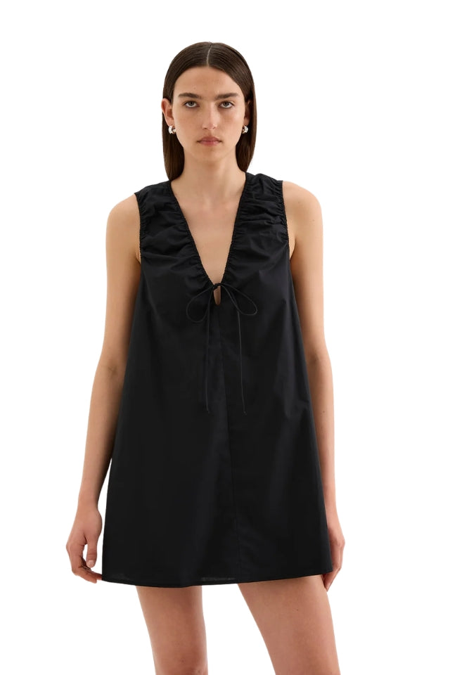 Cerie Poplin Mini Dress - Black