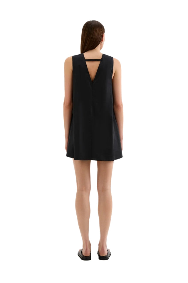 Cerie Poplin Mini Dress - Black