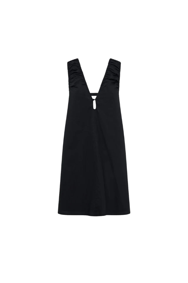 Cerie Poplin Mini Dress - Black