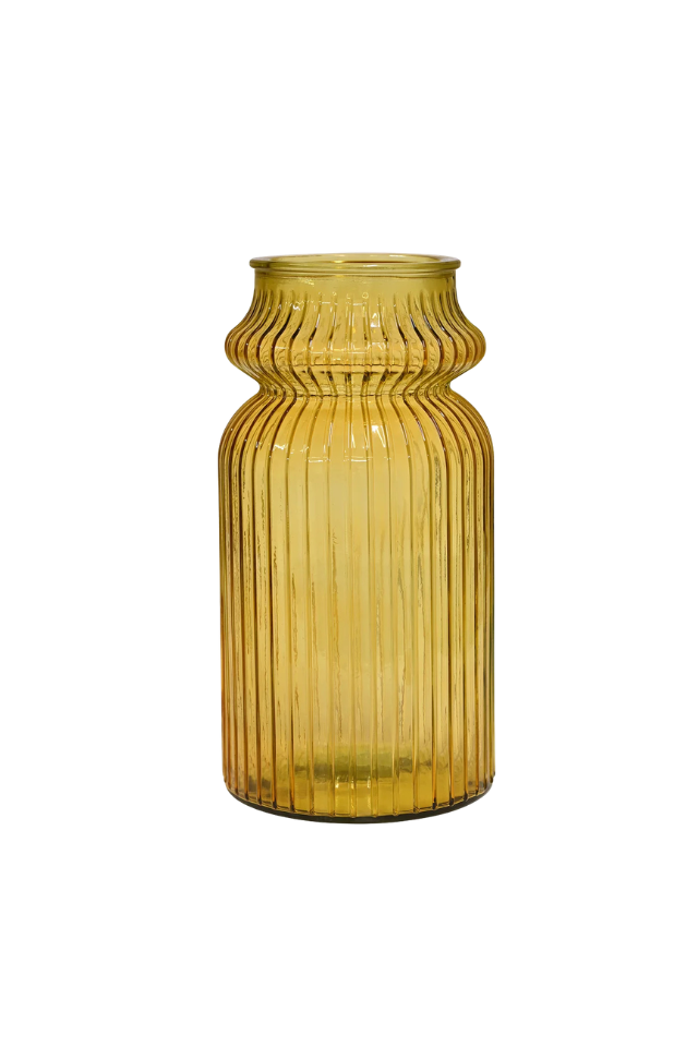 Quita Waisted Fluted Bottle 28cm - Ochre