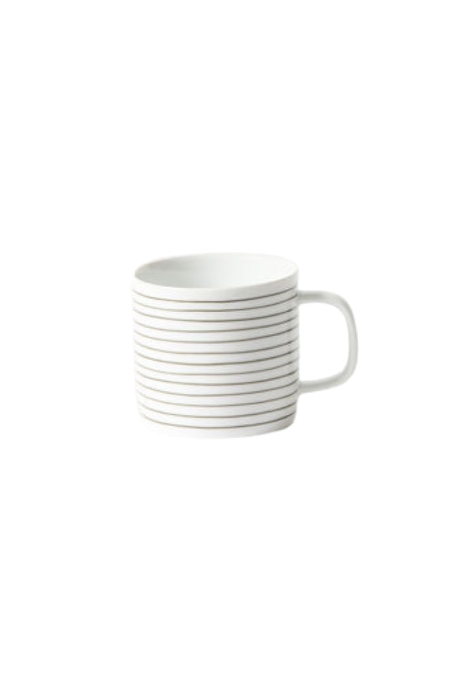 Porcelain Stripe Coffee Mug Set 4 - Olive/White