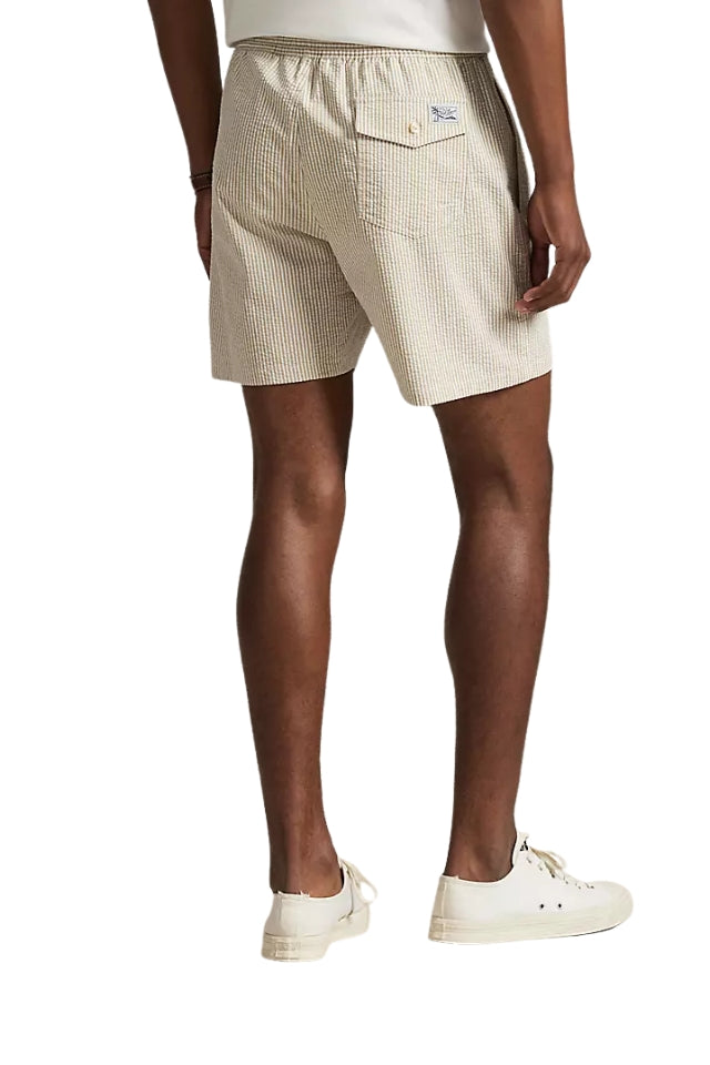 Traveler Classic Swim Trunk - Coastal Beige Seersucker