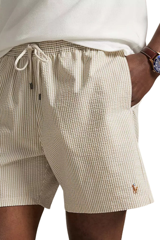 Traveler Classic Swim Trunk - Coastal Beige Seersucker