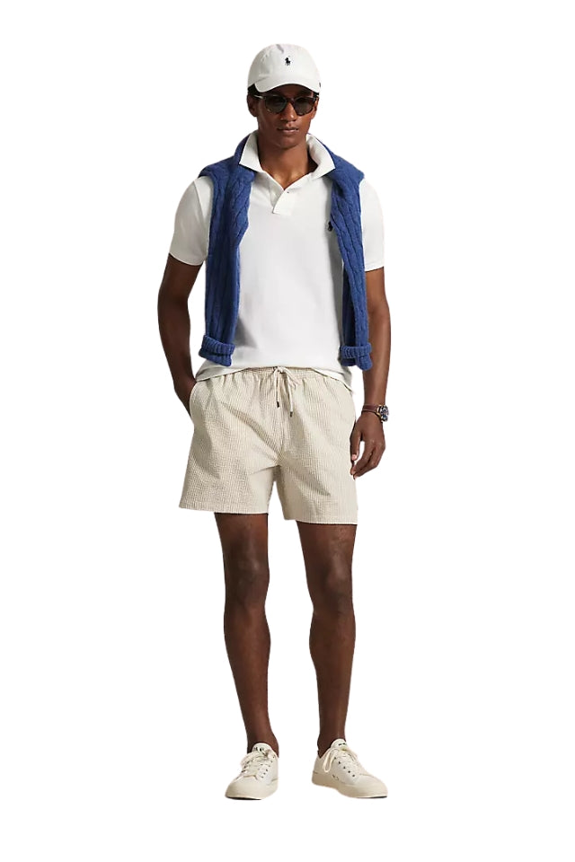 Traveler Classic Swim Trunk - Coastal Beige Seersucker