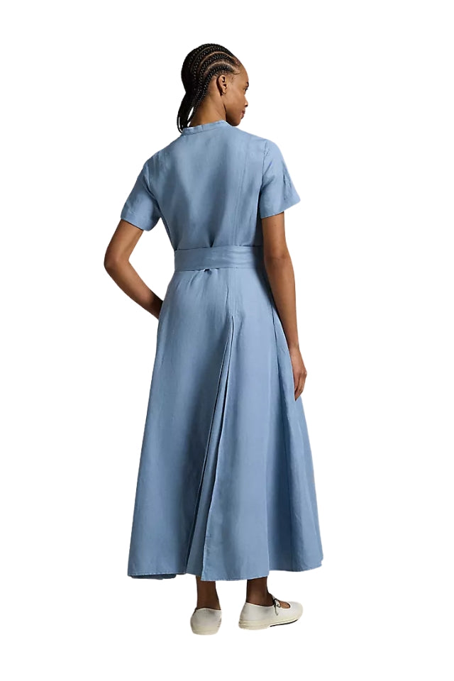 Belted A-Line Dress - Channel Blue