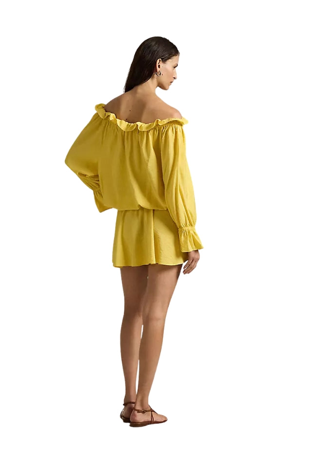 Off-the-Shoulder Crepe Dress - Collegiate Yellow