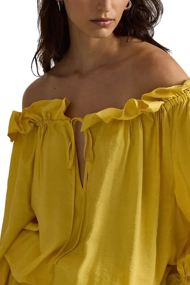 Off-the-Shoulder Crepe Dress - Collegiate Yellow