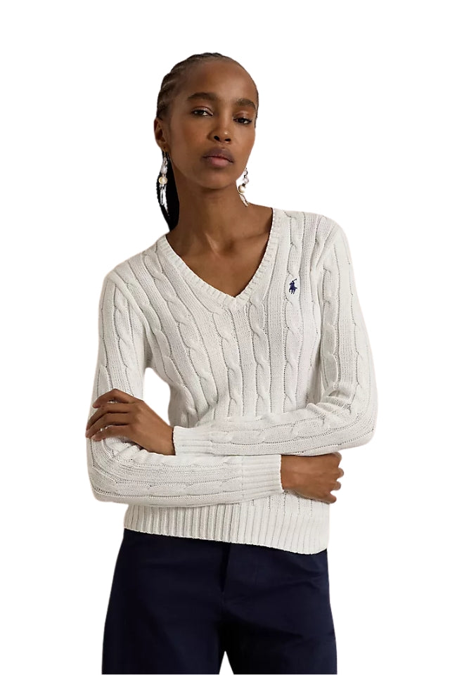 V-Neck Sweater - White