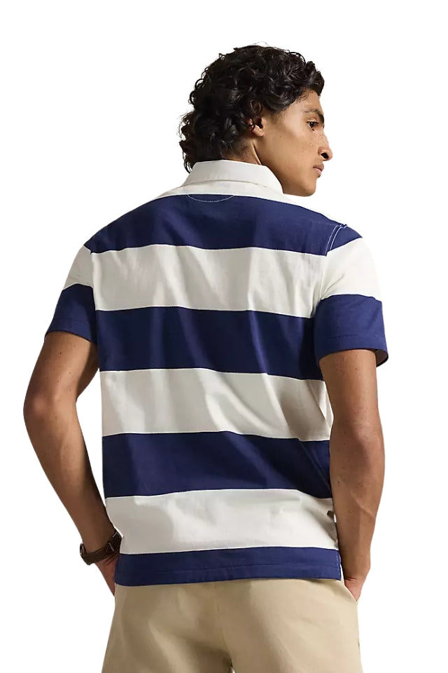 Short-Sleeve Rugby Shirt - Dark Cobalt/Deckwash White