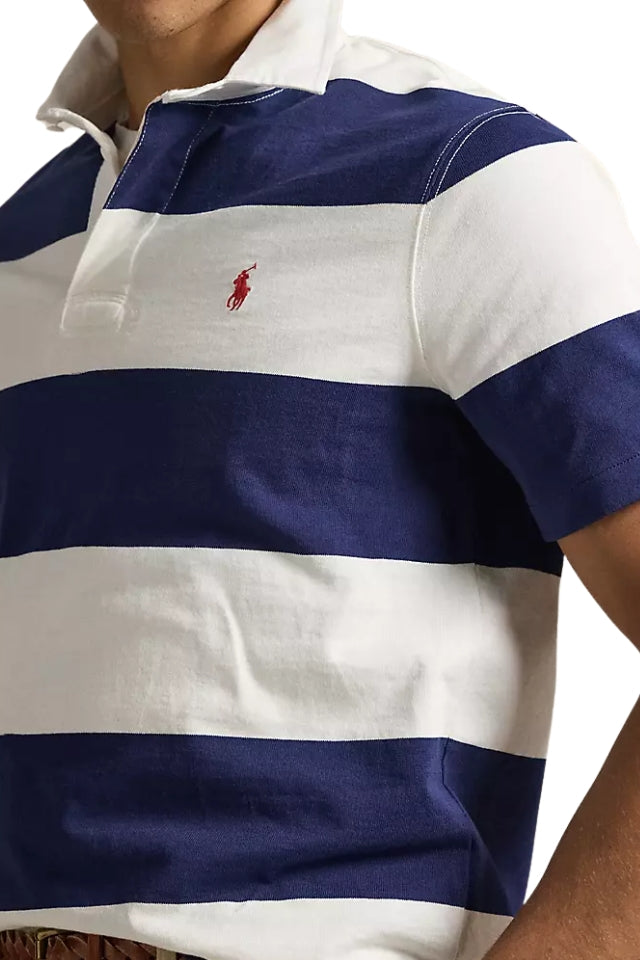 Short-Sleeve Rugby Shirt - Dark Cobalt/Deckwash White