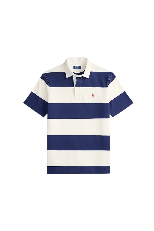 Short-Sleeve Rugby Shirt - Dark Cobalt/Deckwash White