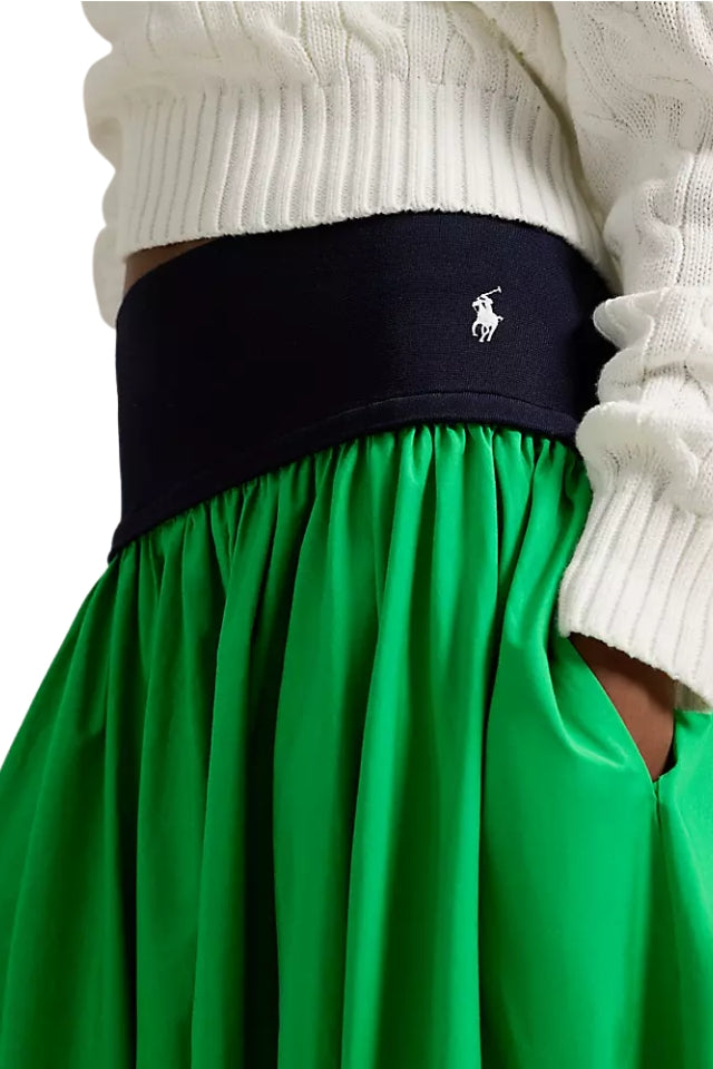 Contrast A-Line Skirt - Palm Green