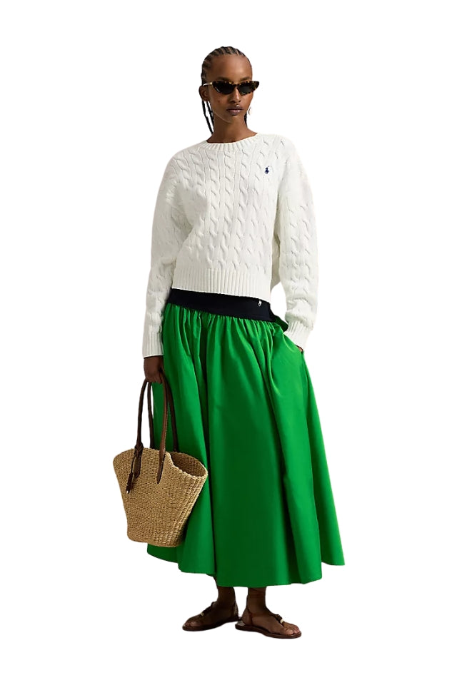 Contrast A-Line Skirt - Palm Green
