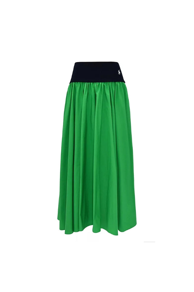Contrast A-Line Skirt - Palm Green