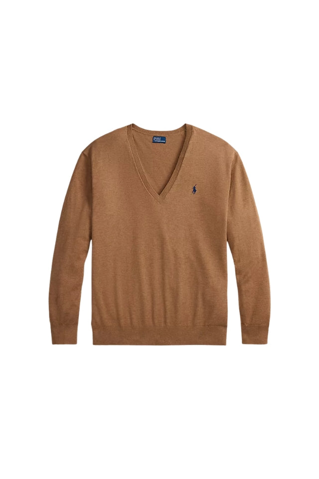 V-Neck Sweater - Camel Melange