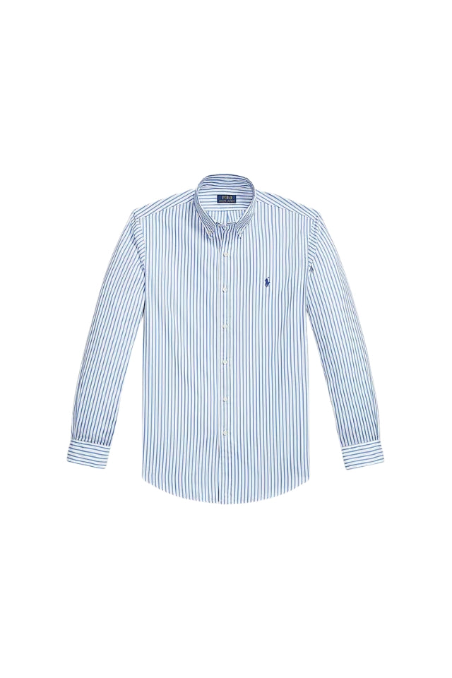 Striped Poplin Shirt - White Blue