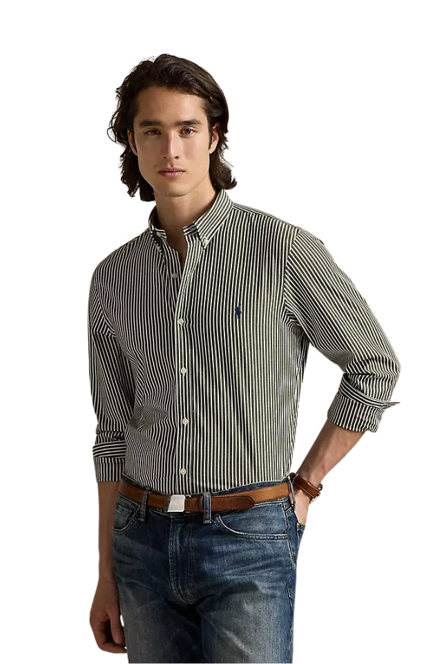 Stretch Poplin Shirt - Armadillo/White