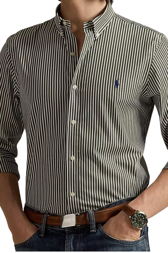 Stretch Poplin Shirt - Armadillo/White