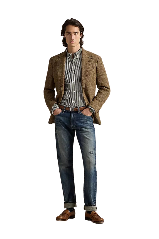 Stretch Poplin Shirt - Armadillo/White