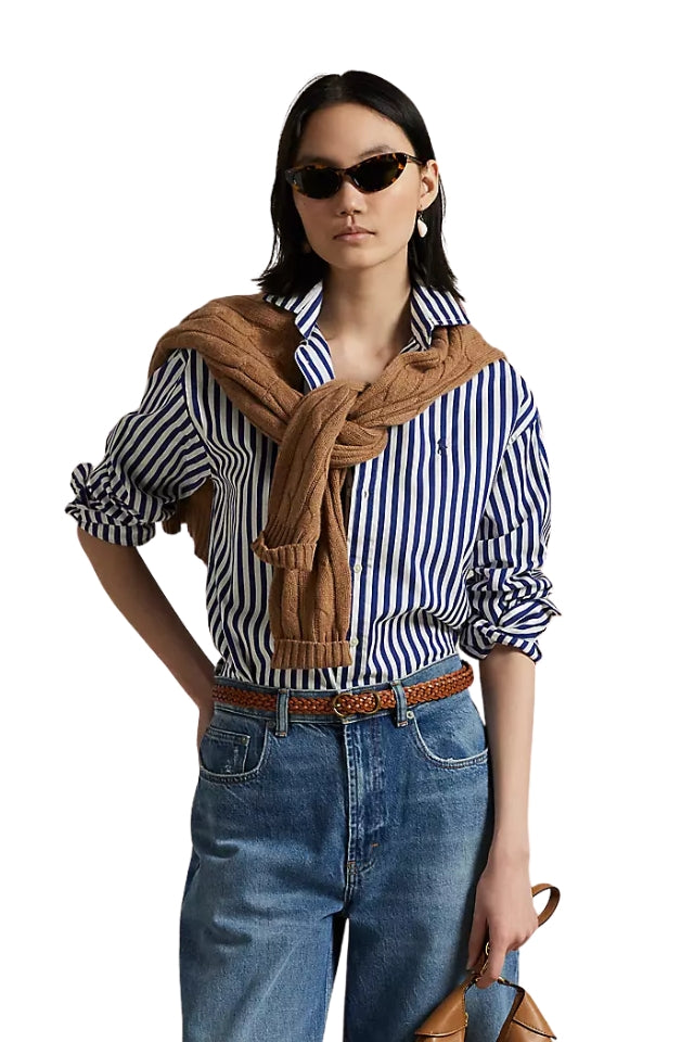 Striped Cotton Shirt - Fall Royal/ White
