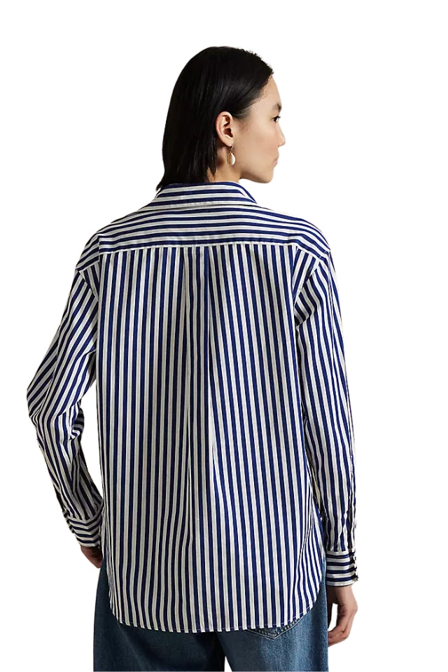 Striped Cotton Shirt - Fall Royal/ White