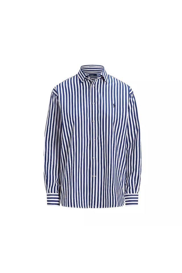 Striped Cotton Shirt - Fall Royal/ White