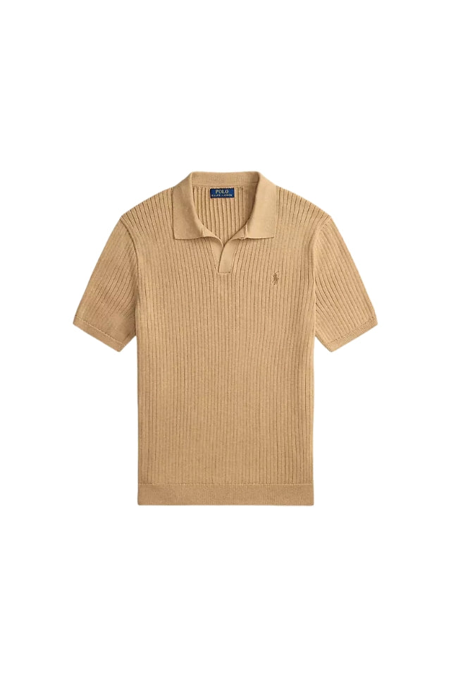 Johnny-Collar Sweater - Camel Melange