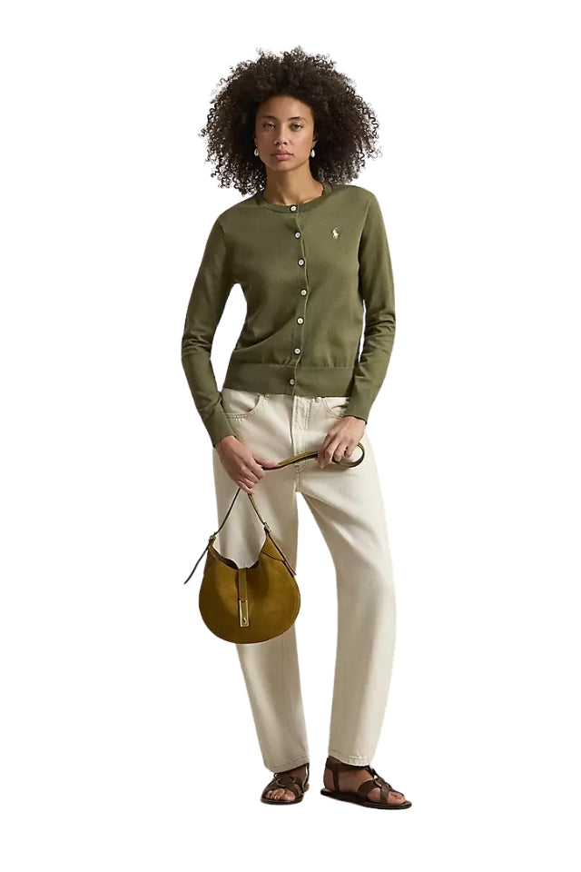 Crewneck Cardigan - Willow Green