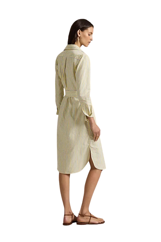 Oxford Belted Shirtdress - Yellow Navy Multi