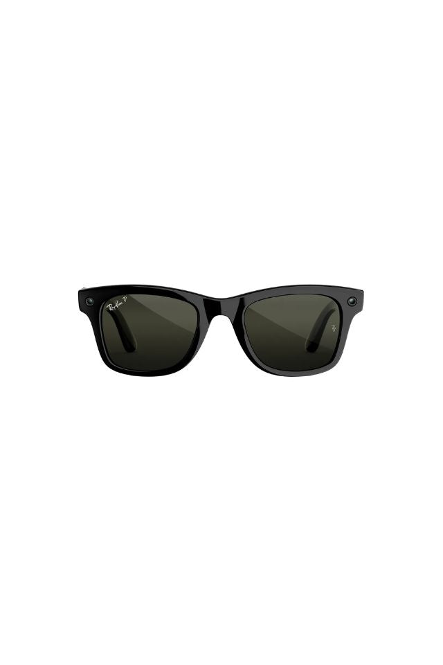 Meta Wayfarer Sunglasses - Shiny Black | G15 Green