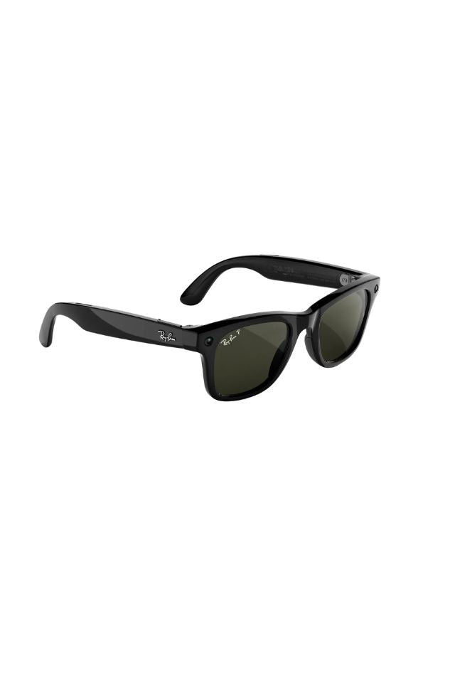 Meta Wayfarer Sunglasses - Shiny Black | G15 Green