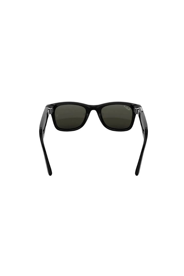 Meta Wayfarer Sunglasses - Shiny Black | G15 Green