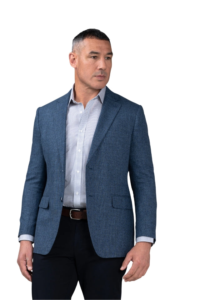 Cooper Linen-Slub Blazer - Pacific Blue