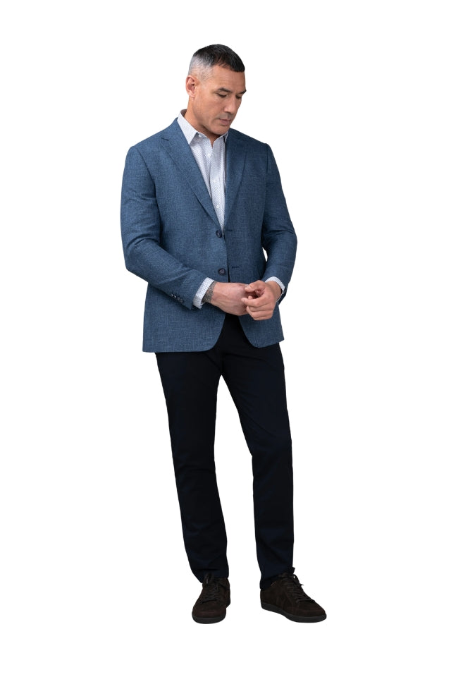 Cooper Linen-Slub Blazer - Pacific Blue