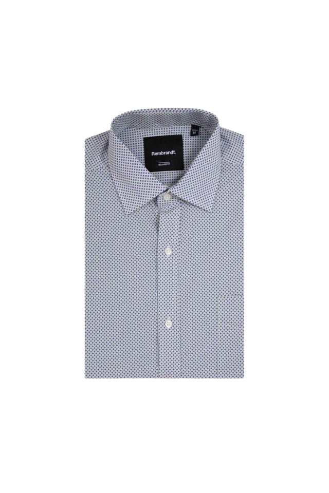 Sinatra Microdesign Print Shirt - Beige/Blue