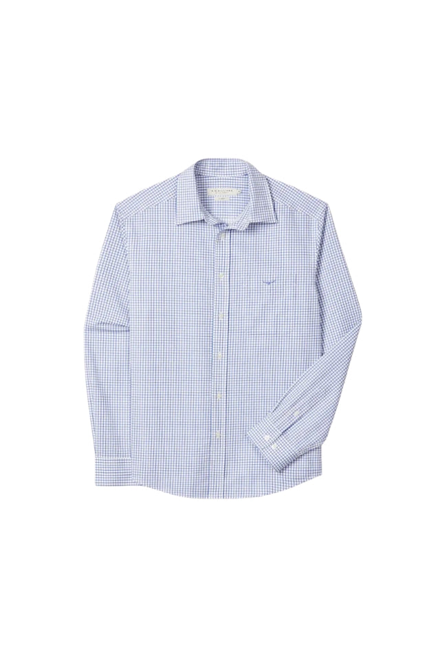Brunswick Twill Check Shirt - White/Blue
