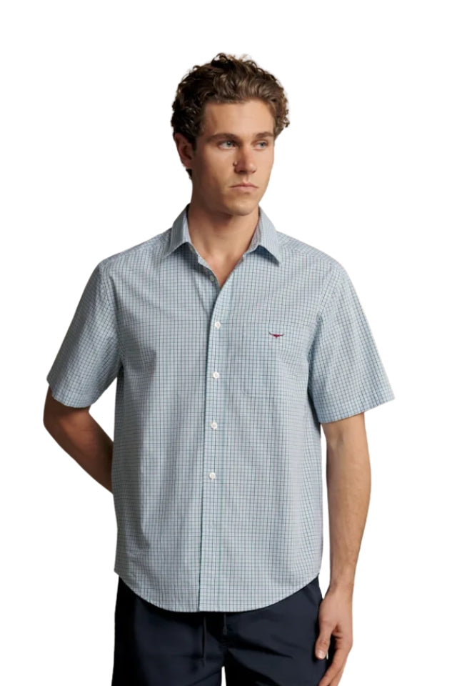 Quinn Poplin Check SS Shirt - Green