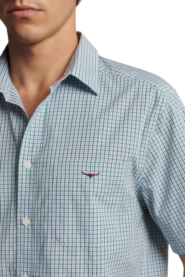 Quinn Poplin Check SS Shirt - Green