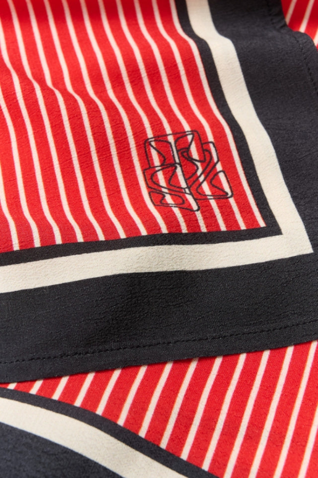 Priscilla Scarf - Poppy Seedpearl Stripe