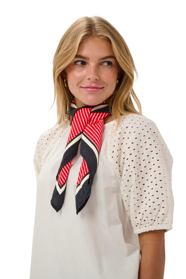 Priscilla Scarf - Poppy Seedpearl Stripe