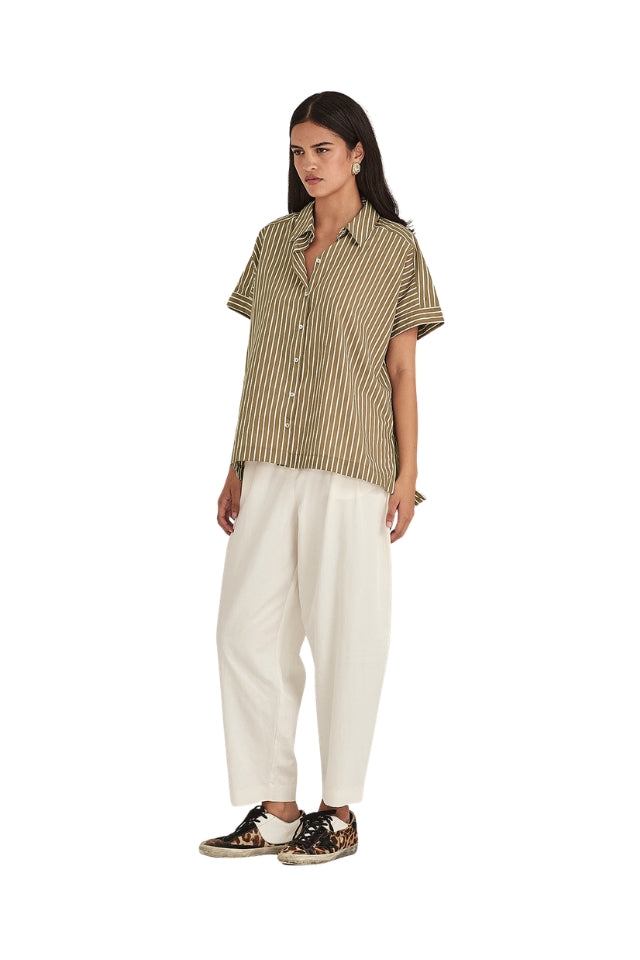 Annie Stripe Shirt - Tan Stripe