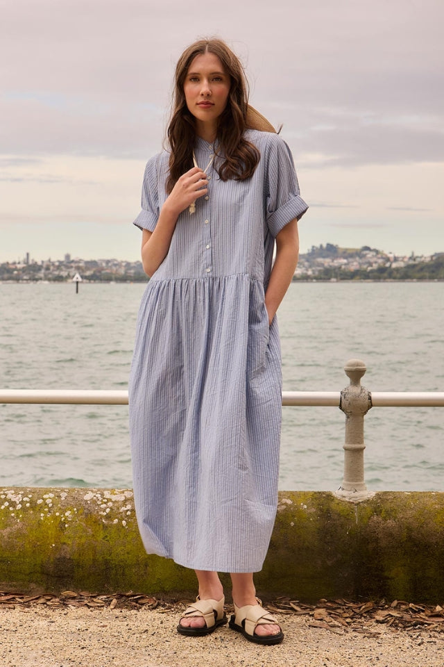 Monica Stripe Dress - Cornflower Stripe
