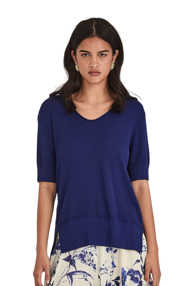 Salma Knit Tee - Cobalt