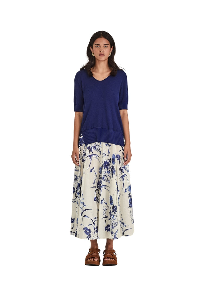 Zaiya Print Skirt - Lapis/Chalk