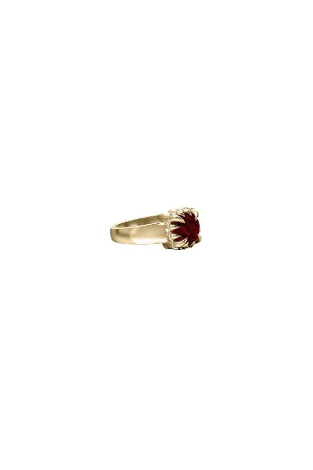 Baby Claw Ring - 18K Gold Plated, Red Garnet