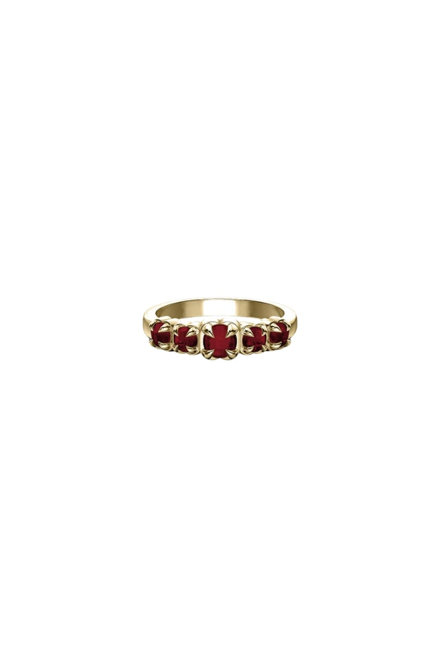 Halo Cluster Ring - 18K Gold Plated, Red Garnet