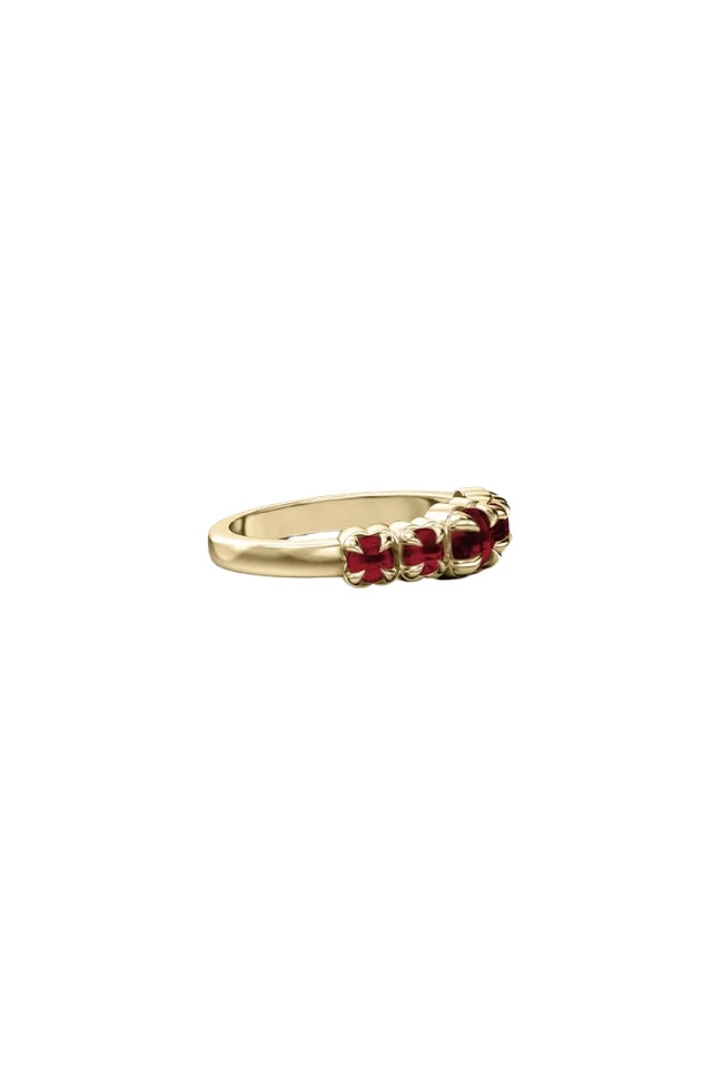 Halo Cluster Ring - 18K Gold Plated, Red Garnet