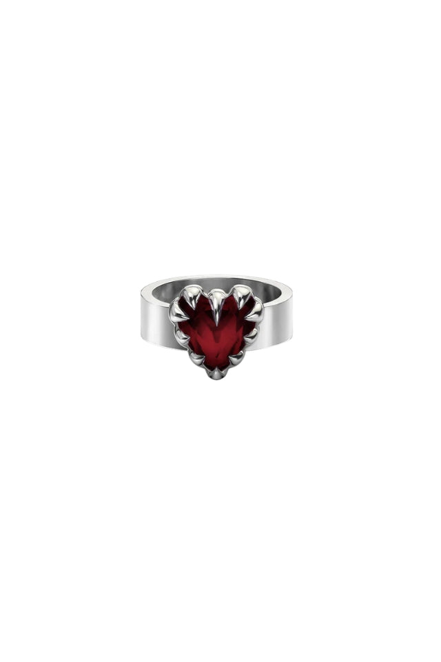 Love Claw Ring - Sterling SIlver, Red Garnet